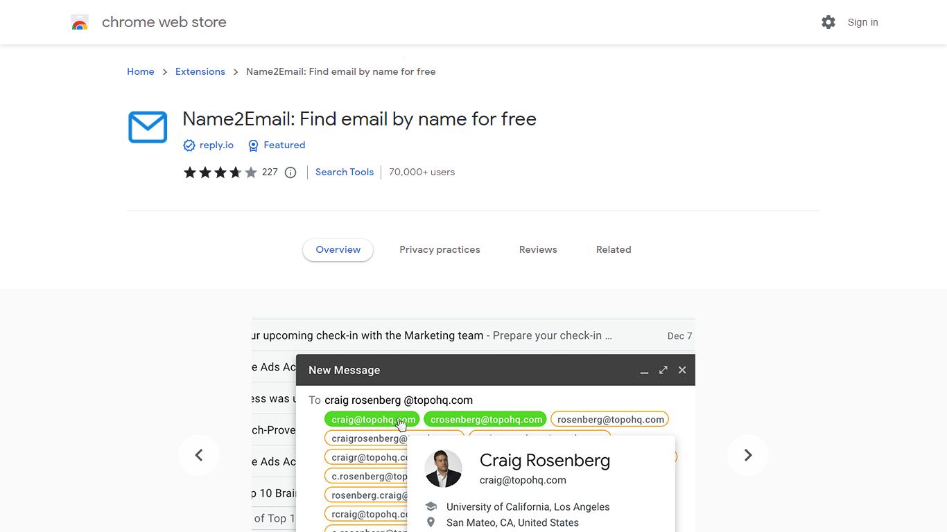 Name2Email: Find email by name for free - Chrome Web Store